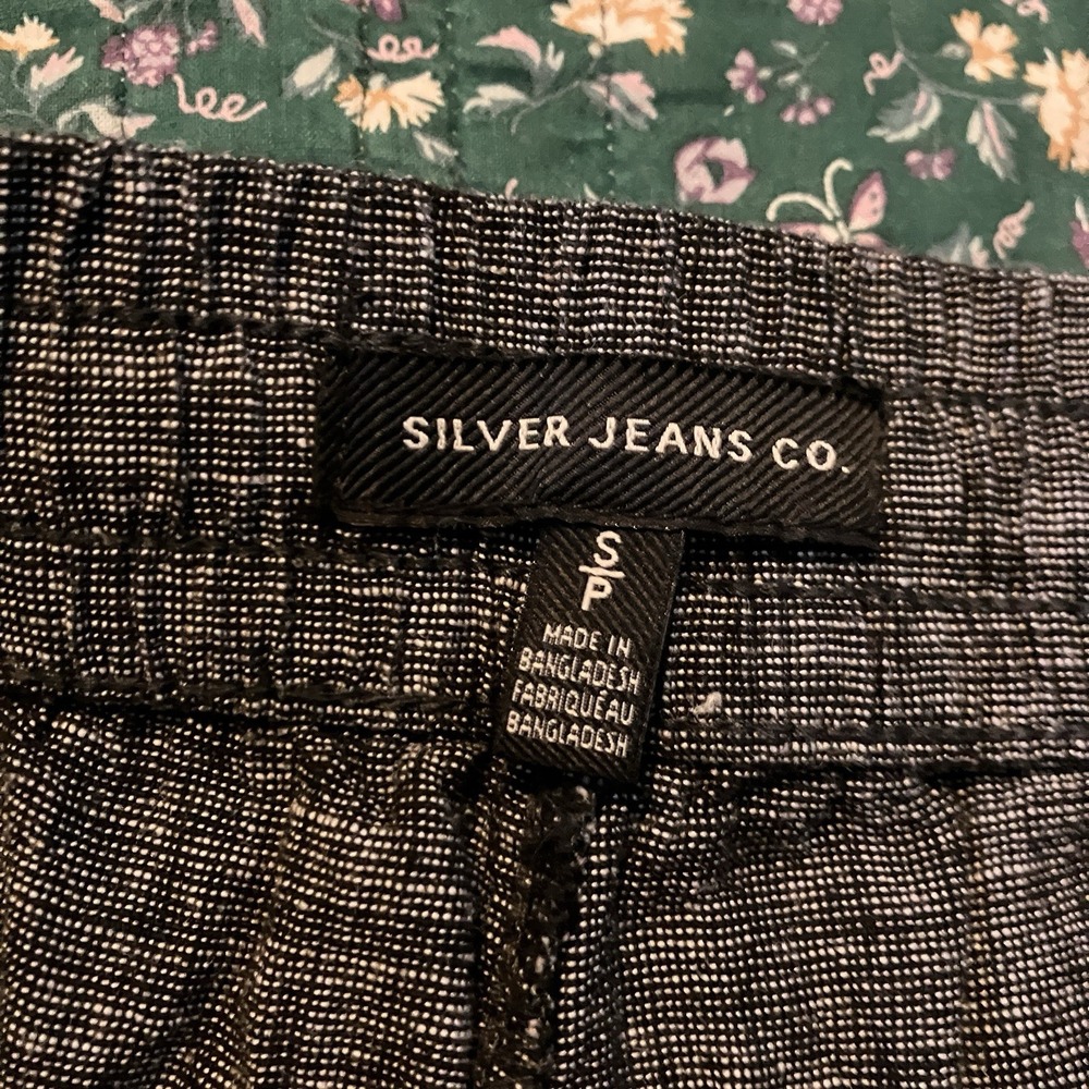 Silver Charlotte Joggers Womens S Heathered Black Gray Linen Blend Cargo Pull On - Picture 6 of 12